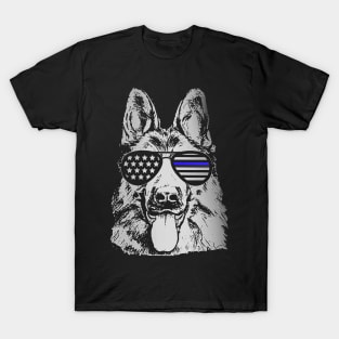 K9 Police Officer German Shepherd Dog Thin Blue Line T-Shirt